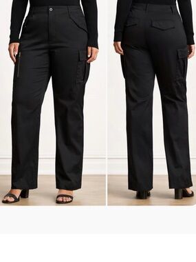 NWT Lauren Ralph Lauren Pants Black size 22W Straight Leg Cotton Sateen Cargo